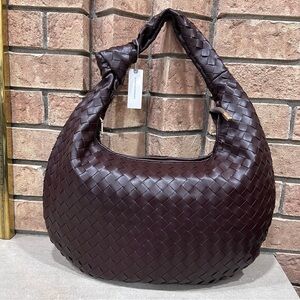Woven Brown Shoulder Bag - Bottega-Inspired Woven Hobo Bag